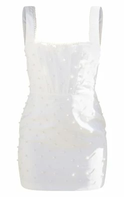 BRIDAL White Corset Pearl Trim Bodycon Dress -US Dresses Sales Store e0b4e5cc9dd91e386044fc6268ad274a9cd47e43 cnd9169 5