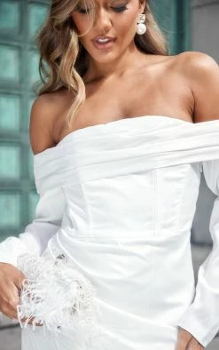 BRIDAL White Long Sleeve Bardot Split Maxi Dress -US Dresses Sales Store e17894716009eb5bc8a04eb5c6bc9606f27e20e9 cnd9164 4