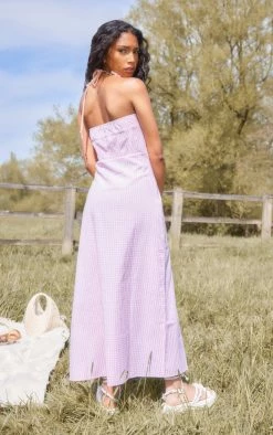 Pastel Pink Gingham Lace Trim Corset Split Midi Dress -US Dresses Sales Store e19808c85468567e68f727550a4c60cbffe6bcf1 cnd8896 2