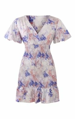 Multi Tie Dye Ditsy Floral Print Shirred V Neck Bodycon Dress -US Dresses Sales Store e2415f56e5e4cd2e90b6bbe635dc14d6269b6e83 cnc8281 5