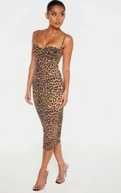 Leopard Print Strappy Cup Detail Midi Dress -US Dresses Sales Store e39352ed87a9c2d4cbab294ca8560e64e3d6a8d5 cmf0599 4