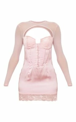 Rose Satin Lace Detail Hook & Eye Mesh Sleeve Bodycon Dress 11 Rose Satin Lace Detail Hook & Eye Mesh Sleeve Bodycon Dress -US Dresses Sales Store e5b7b3eb4cf09c4c3c8540ad7a004374e7780eaa cnd0375 5