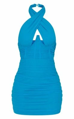 Blue Mesh Halterneck Underbust Corset Detail Bodycon Dress -US Dresses Sales Store e60a72db1c7aba0f8f9f19d4fe4be2609720b5c7 cmu2669 6