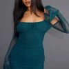 Teal Mesh Cold Shoulder Flute Sleeve Bodycon Dress -US Dresses Sales Store e645f5059d739fdb682b86613547fb5686a66947 cnc2243 1