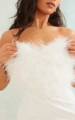 White Faux Feather Bandeau Bodycon Dress -US Dresses Sales Store e6e8115925b60a4741b2724d58cb04425aba219b cnd7550 4