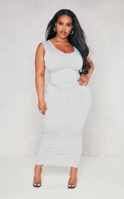 Plus Grey Marl Jersey Scoop Neck Midaxi Dress -US Dresses Sales Store e702c1d8ed42238360a0f84a7e11e8e6492d9971 cme0150 4