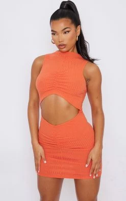 Burnt Orange Ribbed Waist Cut Out Ruched Bodycon Dress -US Dresses Sales Store e75adca09cc7e85cc04ddccb8e96c5f836c39a35 cmz0597 4