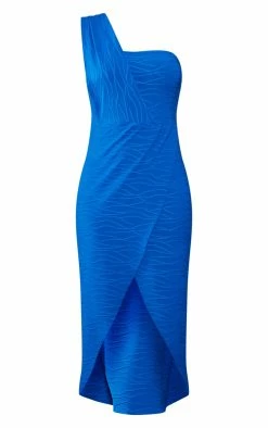 Bright Blue Textured One Shoulder Draped Wrap Midi Dress -US Dresses Sales Store e8c2d80e0abadbe419952c214f888fefa5efa189 cnb7297 5