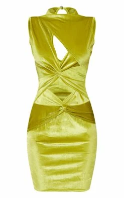 Olive Velvet High Neck Multi Cut Out Bodycon Dress -US Dresses Sales Store e8ca2f47bc29fea89ea7615b608c5eb0aa202ca5 cnb7500 5