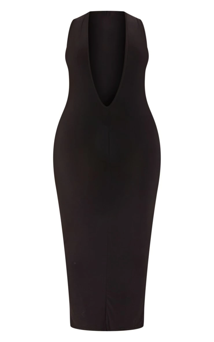 Shape Black Slinky Plunge Sleeveless Midaxi Dress 7 Shape Black Slinky Plunge Sleeveless Midaxi Dress - Image 5