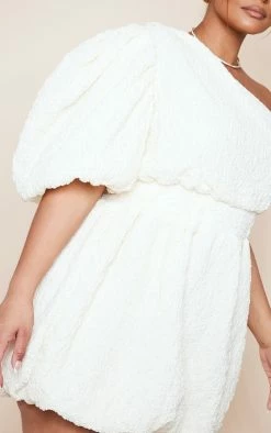 Plus Cream Textured One Shoulder Puffball Dress -US Dresses Sales Store eabc357f244965e4f95543a0d6ed1886451577fe cne0769 4