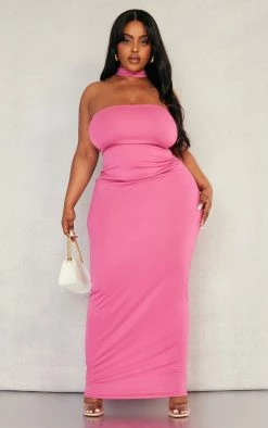 Plus Hot Pink Crepe Neck Detail Maxi Dress 9 Plus Hot Pink Crepe Neck Detail Maxi Dress -US Dresses Sales Store eb3f8519e89417a513c85a2ad4280185ae0e57e6 cnd4972 3