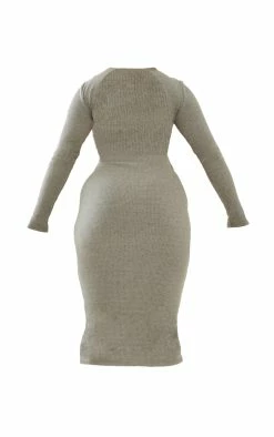 Shape Dark Olive Rib Long Sleeve Open Back Midaxi Dress -US Dresses Sales Store eba68361fe0e707b4e99fb2d2e936c0bbdd9a7c6 cnb7631 5