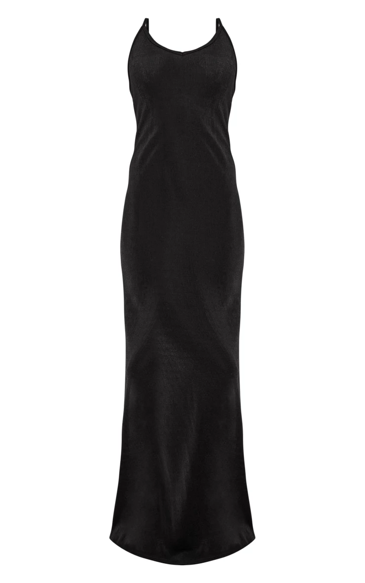 Black Acetate Slinky Strappy Low Back Maxi Dress 7 Black Acetate Slinky Strappy Low Back Maxi Dress - Image 5
