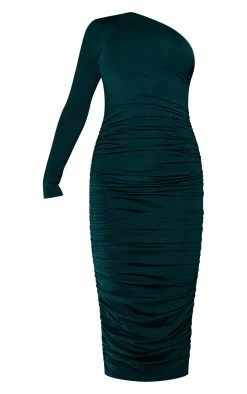 Emerald Green Slinky One Shoulder Ruched Midi Dress -US Dresses Sales Store ed6ef1d91fb9e2f1530a19805053edb9d51048db cnb3264 5