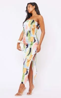 Multi Abstract Swirl Print Satin Bandeau Cowl Back Midaxi Dress -US Dresses Sales Store ed84ee368f211845d1590cf5eaf2cc9a24ce7923 cnd7673 3