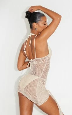 Gold Sheer Glitter Knit Asymmetric Mini Beach Dress -US Dresses Sales Store efba30a4d0af966337a06e157a4ee761a4cbba03 cmw2133 3