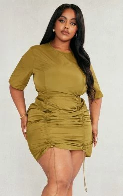 Plus Dark Olive Nylon Ruched Bodycon Dress -US Dresses Sales Store f088ef91b9e911ad0793f688f885b6c58aafecfe cnc7402 3