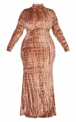 Plus Brown Textured Velvet Longsleeve Maxi Dress -US Dresses Sales Store f1bc7df03e5d2b25dcaefe976fe82de8087e1319 cnc0715 5