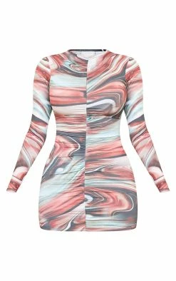 Shape Multi Marble Print Ruched Front Long Sleeve Bodycon Dress -US Dresses Sales Store f250c3cd9fb50e9a8c50ead4d0681079c451595a cmo1039 5
