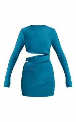 Teal Green Slinky Cut Out Waist Ring Detail Bodycon Dress -US Dresses Sales Store f2b6c6dab99de53cb2874f3cfde20d59fa8d2c34 cnc2291 5