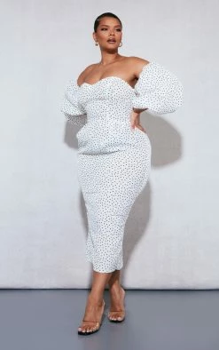 Plus White Polka Dot Bandeau Puff Sleeve Midi Dress 9 Plus White Polka Dot Bandeau Puff Sleeve Midi Dress -US Dresses Sales Store f2b75b340f7dbb05434f77f5b8b871c6b60589ce cnd4882 3