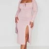 Plus Rose Puff Sleeve Tie Front Midi Dress -US Dresses Sales Store f47eac3836fb30bf66ea526ae4eb450e83964ae8 cnc2191 1