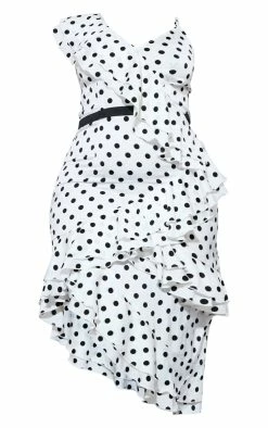 Plus White Polka Dot Ruffle Detail Midi Dress -US Dresses Sales Store f543f4e7c7bba062f954087411a57bfdfacf41c1 cnd4879 5