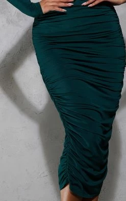 Emerald Green Slinky One Shoulder Ruched Midi Dress -US Dresses Sales Store f5b59d5f87e7f87b3f64f1e7f0c455cf5879e1cf cnb3264 4