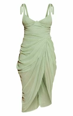 Sage Green Polka Dot Draped Underwire Detail Midi Dress -US Dresses Sales Store f7a6cba671ad9d1b8e44b4c594cc5b966ce93b3a cmy0040 5