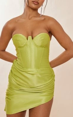 Lime Satin Underwired Cup Detail Ruched Bodycon Dress -US Dresses Sales Store f7b4c8cfa57ac9df8899702a7a5da2d95084b86d cnd0378 4