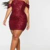 Plus Burgundy Sequin Bardot Bodycon Dress -US Dresses Sales Store f7eda0a5cd63af65c93963cd50b9a4b72f8aafbc cmn8215 3