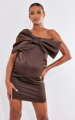 Maternity Chocolate Bandeau Bow Detail Midi Dress -US Dresses Sales Store f81ff97a637517fa76ce47579bedc950e41b7d11 cnb2423 3