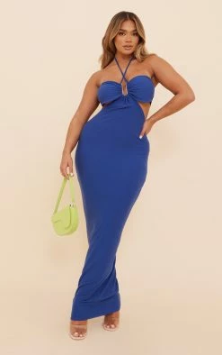 Shape Navy Ring Detail Cut Out Maxi Dress