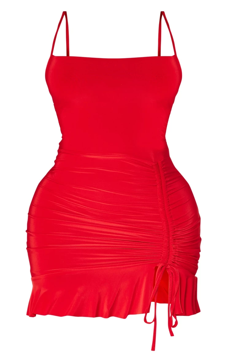 Shape Red Slinky Cowl Neck Ruched Side Bodycon Dress 7 Shape Red Slinky Cowl Neck Ruched Side Bodycon Dress - Image 5