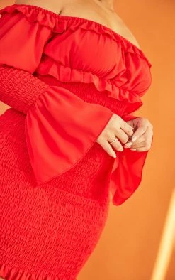 Plus Red Shirred Chiffon Bodycon Dress -US Dresses Sales Store fafedb40b909a1e6d478edad8c55f45c006345ec cmw4172 5