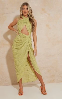 Lime Textured Tie Detail Drape Skirt Midi Dress -US Dresses Sales Store fc221ffae4b31192cd3213872972397fc25cf717 cmz5754 4