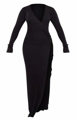 Shape Black Brushed Rib Long Sleeve Wrap Midaxi Dress -US Dresses Sales Store feca70756c8ba6d45bed8daa8e922f76efe04e4e cnb2971 5